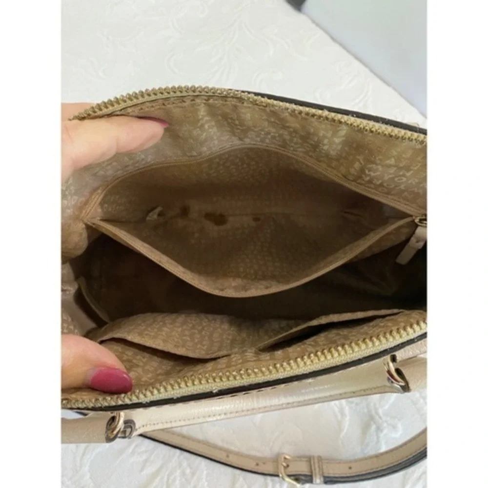 Kate Spade Designer Bag Cream Pebbled Leather Satchel Crossbody Cedar Street‎